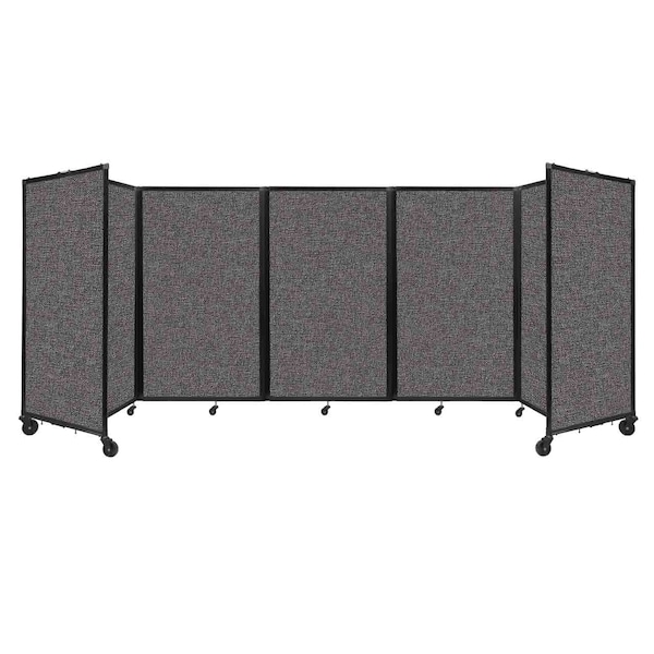 Versare Room Divider 360 Folding Portable Partition 14" x 5' Charcoal Gray Fabric 1160507 - main